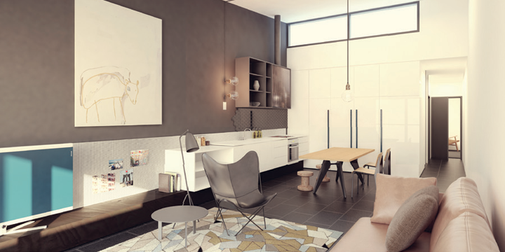 Systembuilt Homes Bowden SA development Gibson and Seventh interior living